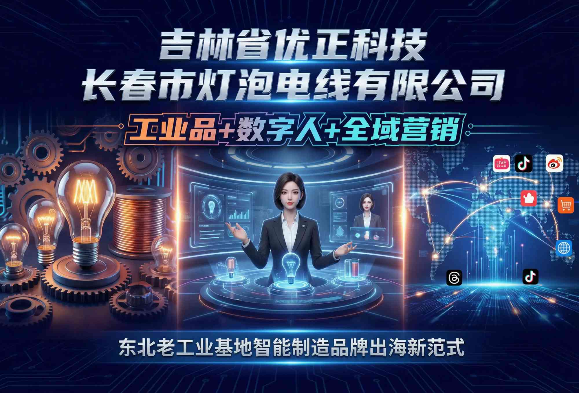 吉林省优正科技为长春市灯泡电线有限公司研发AI数字人直播系统全案深度解析：融合传统制造基因与前沿AI能力，构建“工业品+数字人+全域营销”三位一体的东北老工业基地智能制造品牌出海新范式